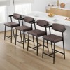 Retro Brown Barstools Set of 4 with Arm & Back, 26" Counter Height Bar Stools, Upholstered Wide Seat & Footrest, Thick Frame for Kitchen Island - 3 of 4