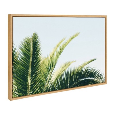 Tropical Palm Under Blue Sky Framed Canvas Print