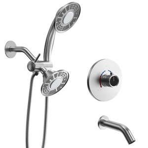 5" Shower Tub Faucet Combo Kit Valve Included with Handheld Spray LED Nickel - EVERSTEIN - 1 of 4
