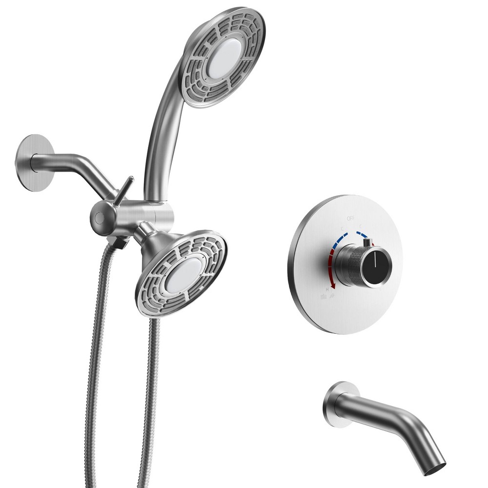 Photos - Shower System 5" Shower Tub Faucet Combo Kit Valve Included with Handheld Spray LED Nick