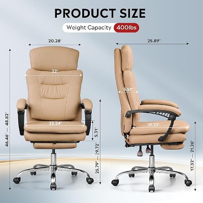 GALAXHERO Executive Leather Home Office Chair with Footrest, High Back Heavy Duty Ergonomic Desk Chair, Big and Tall with Lumbar Support