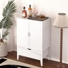 TiramisuBest Modern Wine Bar Cabinet,Liquor Storage Credenza,Sideboard with Wine Racks & Stemware Holder - 3 of 4