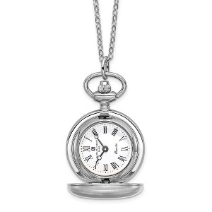 Black Bow Jewelry Charles Hubert Ladies Chrome-plated Brass Satin Pocket Watch Necklace - 1 of 4