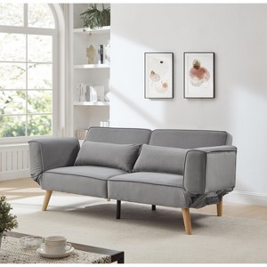 Sapphtopaz 72.8" Convertible Couches for Living Room with Adjustable Arms & Backrest Recliner Sleeper Sofa Bed with Wood Legs Couch for Bedroom - 1 of 4