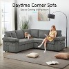 TiramisuBest 5 Seats Sectional Corduroy Sleeper Sofa with Pull Out Couch Bed, L Shape Modular Sofa with Storage Seat, USB & Cup Holders, Dark Grey - 4 of 4
