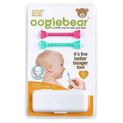Image of oogiebear Baby Ear & Nose Cleaner Dual Earwax and Snot Remover - Aspirator Alternative - Raspberry/Seafoam - 2pk