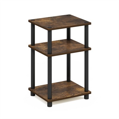 Furinno Just 3-Tier Turn-N-Tube End Table, 1-Pack, Amber Pine/Black