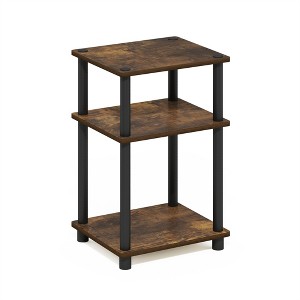 Furinno Just 3-Tier Turn-N-Tube End Table, 1-Pack, Amber Pine/Black - 1 of 1