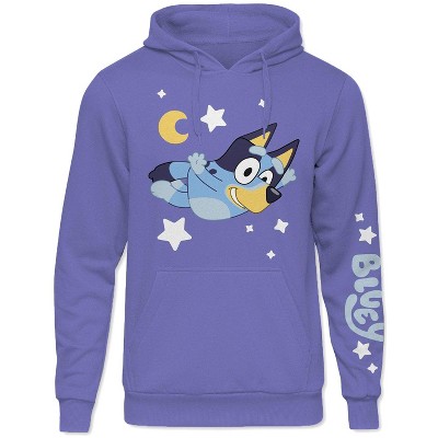 Seven Times Six Bluey Hoodie Mens Moon And Stars Long Sleeve Graphic Print Pullover Blue