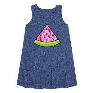 Girls' - Instant Message - Tie Dye Watermelon Graphic Sleeveless Aline Dress - 1 of 4