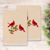 Linum Home Textiles Christmas RED PAIR - Embroidered Luxury 100% Turkish Cotton Hand Towels (Set of 2) - 2 of 3