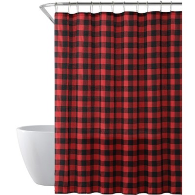 Saro Lifestyle Cotton Blend Buffalo Plaid Shower Curtain
