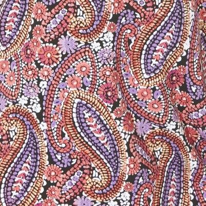 black multi watercolor paisley