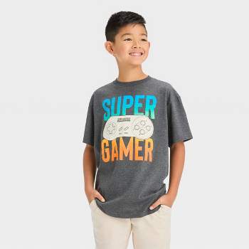 Boys' Nintendo Super Gamer Short Sleeve Graphic T-Shirt - Charcoal Gray