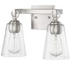 Sunset Lighting Arden 2-Light Vanity, Clear Seedy Steel Round Glass Bright Satin Nickel Finish - 3 of 4