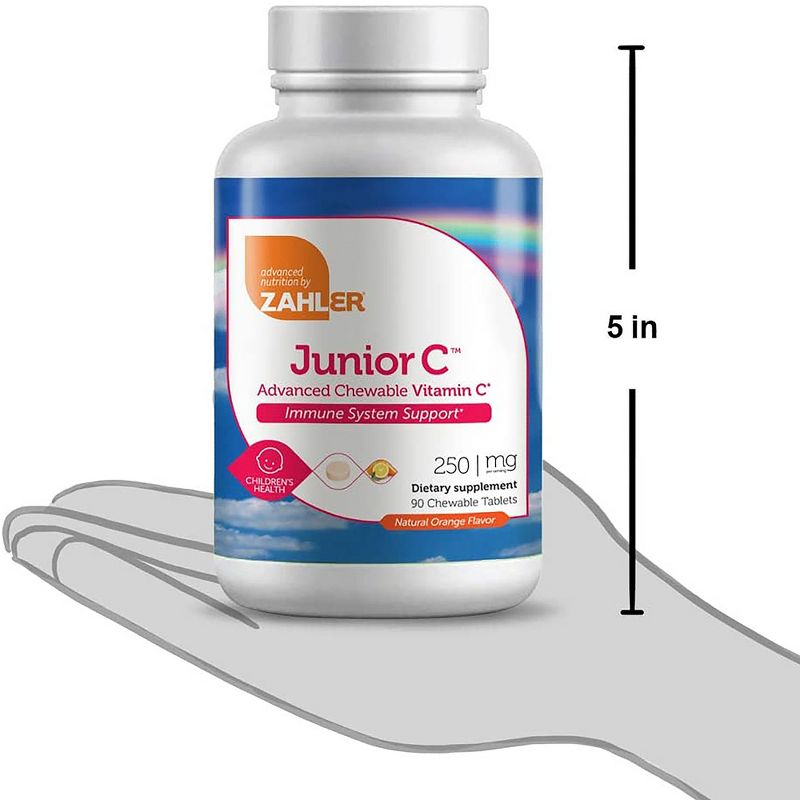 Zahler Junior C, Chewable Vitamin C for Kids, Immune System Support, Certified Kosher - 90 Orange Flavored Chewable Tablets, 4 of 5