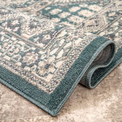 Becca Blue and Beige Synthetic Rectangular Area Rug