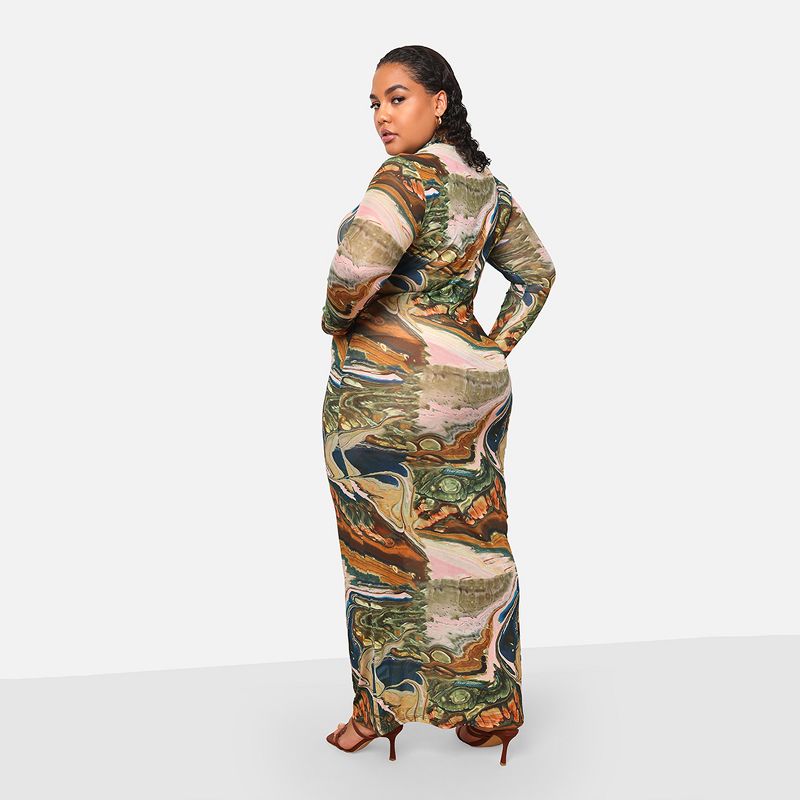 Rebdolls Women's Bali Mesh Abstract Print Maxi Boycon Dress, 3 of 4