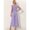 Allegra K Women's Elegant V Neck Mesh Long Sleeve Loose Wide Leg Party Jumpsuits - 4 of 4