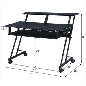 Vynxaria Black Music Recording Studio Desk Computer Desks with Keyboard Tray Ergonomic Design for Pro Setups - 1 of 4