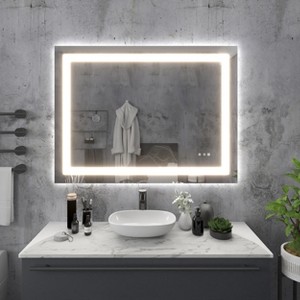 LED Front Light and Backlit Mirror for Bathroom,Anti-Fog, 3 mode Illumination,Vertical & Horizontal Mount - 1 of 4