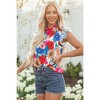Amaryllis Women’s Ruffle Neck Striped Flutter Sleeve Floral Print Blouse Relaxed Fit Lightweight - 3 of 4