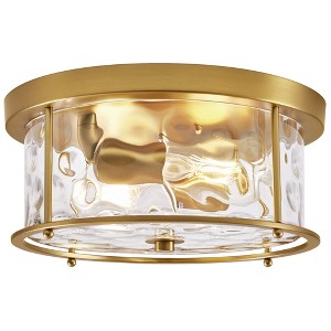 LamQee Flush Mount Ceiling Light with Clear Hammered Glass Industrial 2-Lights Farmhouse Close to Ceiling Light Fixtures - 1 of 4