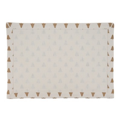 Gold Christmas Trees Cotton Placemats, 14"x20" (Set of 4)