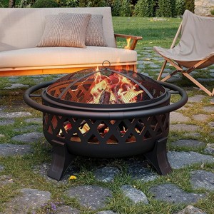 GOCAPTAIN 37 Inch Wood Burning Fire Pit with Spark Screen & Poker, Portable Outdoor Firepits for Outside Camping, Backyard, and Patio Use - 1 of 4
