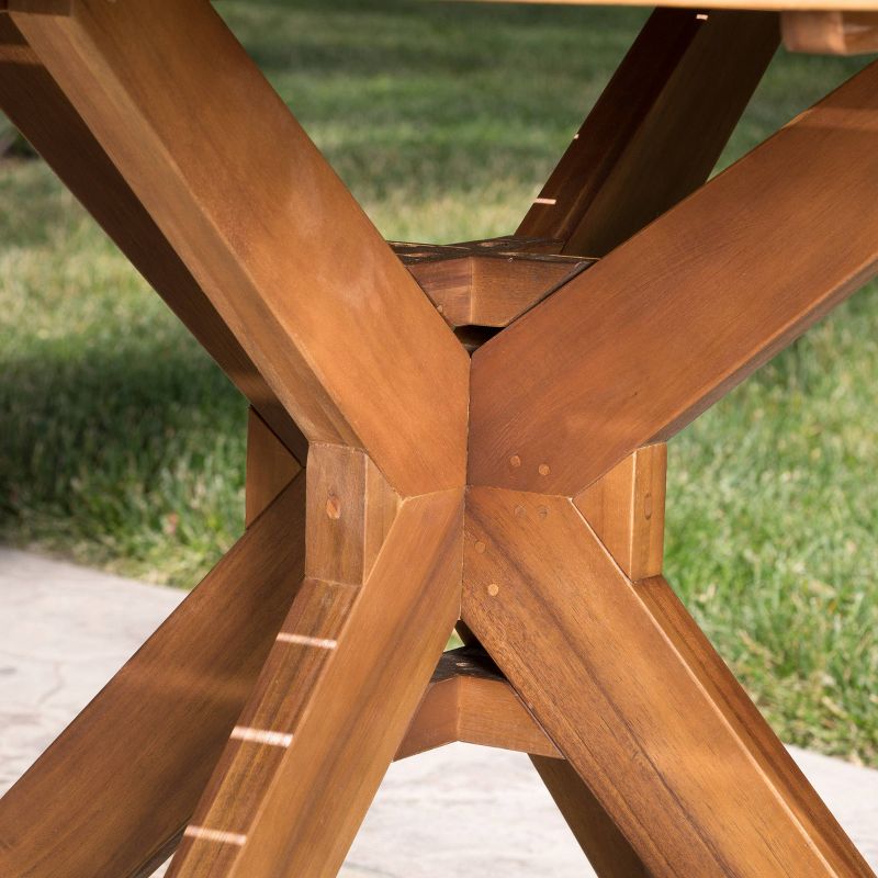 Stamford Round Acacia Wood Outdoor Patio Dining Table - Teak - Christopher Knight Home, 4 of 9