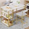 Garvee 2-Person Bar Table Set - 3-Shelf Dining Table with 2 Upholstered Stools, Backrest Chairs for Restaurants, Bistros & Homes, Gold - 2 of 4