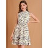 Allegra K Women's Regular Fit Floral A-line Smocked Waist Tiered Ruffled Chiffon Mini Dress - 4 of 4
