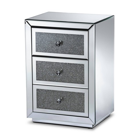 Talan 3 Drawers Mirrored Nightstand Baxton Studio Target