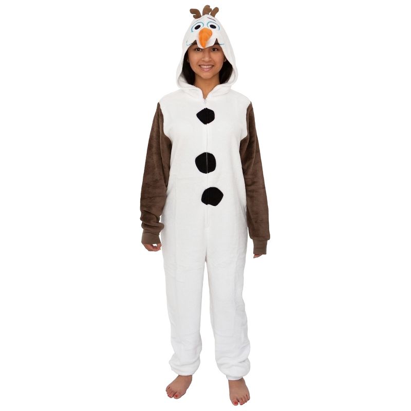 Disney Frozen Olaf Adult Cosplay Costume Plush Pajama One-Piece Union Suit, 3 of 4