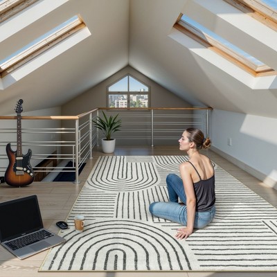 Lahome Abstract Washable Rugs Non Slip Soft Living Room Rugs Ultra-Thin Rainbow Bedroom Rug Non Skid Rug Backing Accent Carpet for Room Office