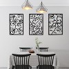 Cinq 3 Piece Set Wall Decor, Floral Hollow Out Abstract Design, Black Rectangular Metal Frame - 3 of 4