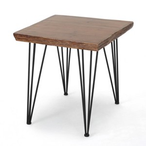 Christopher Knight Home 33.5" Chana Industrial Live Edge Square Dining Table Natural: 4-Seat Kitchen Table, Iron Frame - 1 of 4