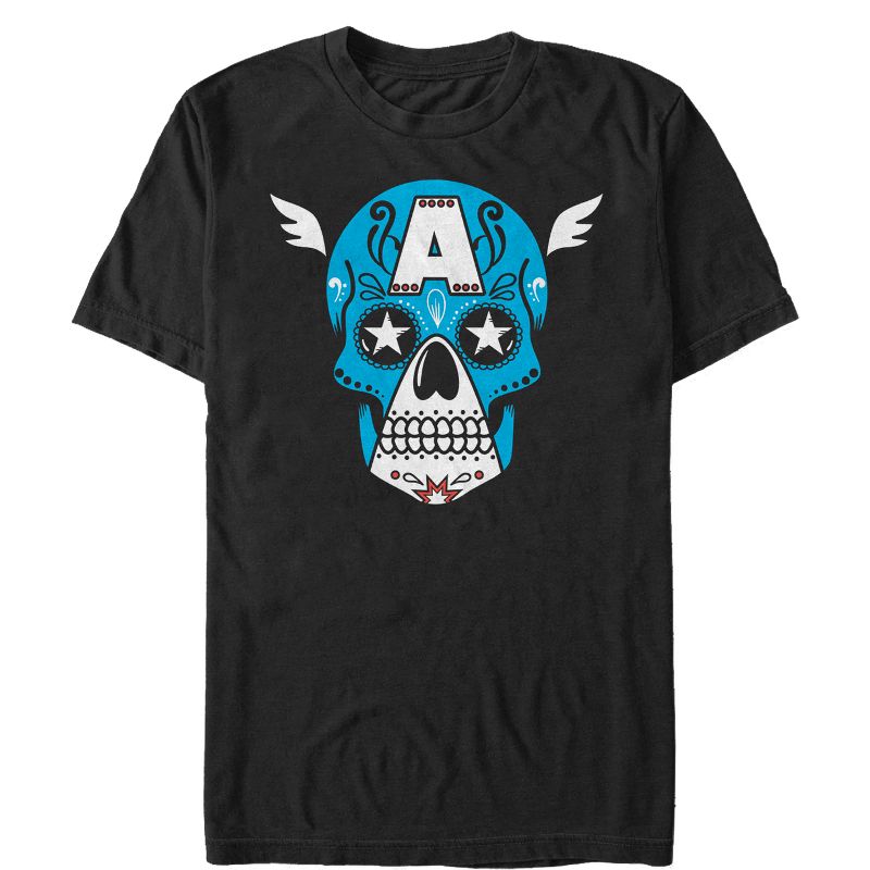Men's Marvel Halloween Captain America Sugar Skull T-Shirt, 1 of 5