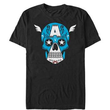 Men's Marvel Halloween Captain America Sugar Skull T-Shirt
