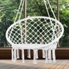 VEVOR Hanging Hammock Swing Chair, 330 Lbs Capacity, Macramé Hanging Chair with Mounting Hardware, Cotton Rope Swing Chair, White - 2 of 4