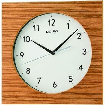 Seiko 12" Dylan Square Wooden Wall Clock, Brown