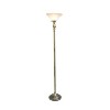 1-Light Torchiere Floor Lamp with Marbleized Glass Shade - Elegant Designs - 2 of 4