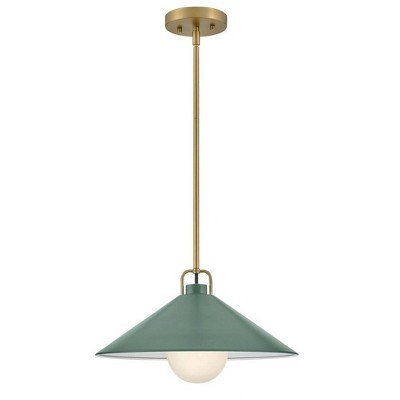 Lark Milo 1 - Light Pendant in  Lacquered Brass/Sage Green
