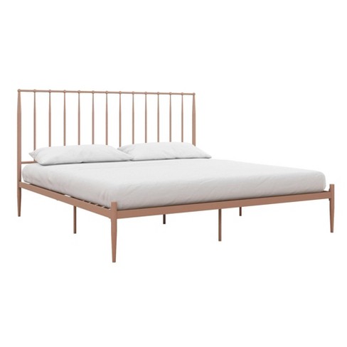 King Gia Mid Century Modern Metal Bed Millennial Pink   Room & Joy 