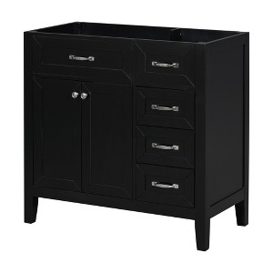 ChicFurnit Bathroom Vanities 36 Inch Bathroom Vanity Base with Cabinet and Drawers for Bathroom, Black, 35.5"*17.7"*35" - 1 of 4