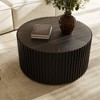 POVISON Fluted Round Coffee Table, Minimalist Wood Coffee Table, Mid Century Modern, Black, Fully Assembled, 31.5" - 2 of 4