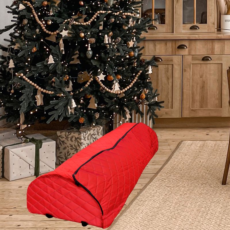 Northlight Red Quilted Rolling Christmas Tree Storage Bag for Trees Up to 7.5', 2 of 4