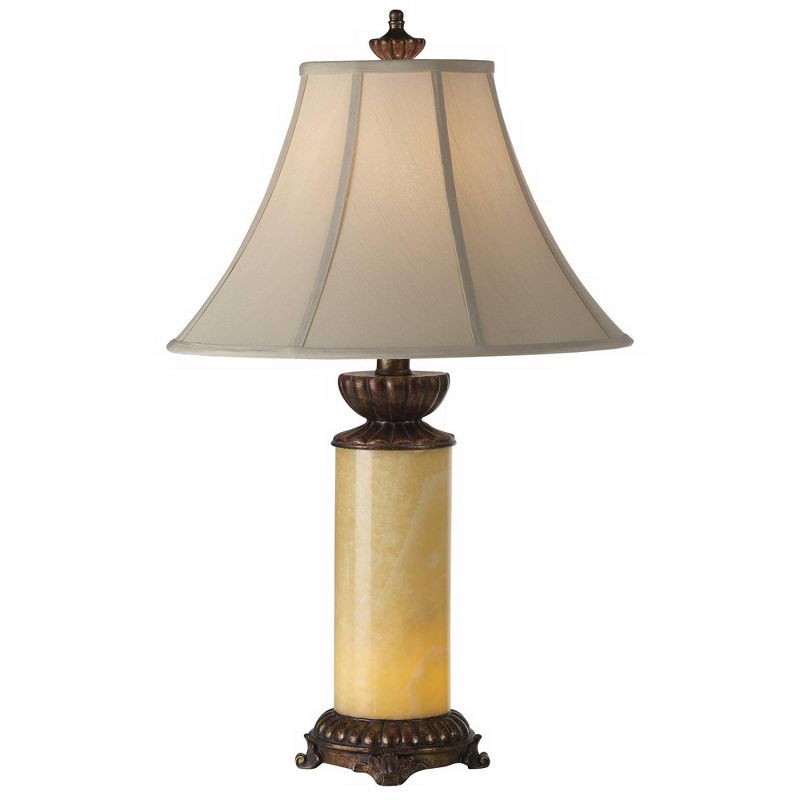 Barnes and Ivy Traditional Table Lamp with Nightlight 28.5" Tall Bronze Onyx Column Off White Bell Shade for Living Room Family Bedroom, 1 of 9