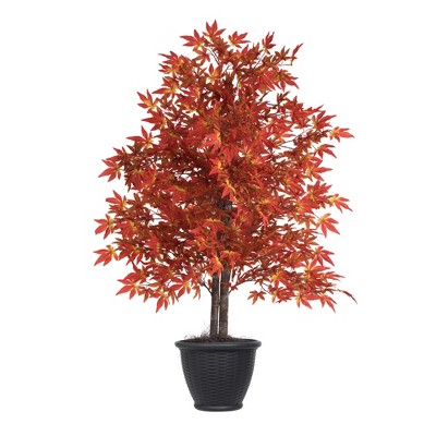 Vickerman 4' Outdoor Artificial Orange Maple in Gray Plastic Pot