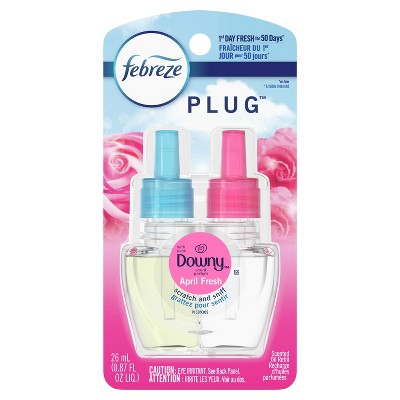 Febreze Odor-Eliminating Fade Defy PLUG Air Freshener Refill, Downy April Fresh, (1) .87 fl. oz. Oil Refill